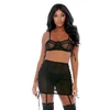 Forplay Fantasy Lingerie Put O-ring On It Skirt Set M Juodas Mesh &amp; Gold Details