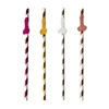 Little Genie Productions Glitterati Decorative Tall Party Straws Metallic Set 8pcs Gold &amp; Sidabrinis