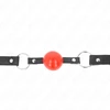 Kink Collar Gag KINK Ball Gag 4cm Raudona Silicone Ball &amp; Lock, Adjustable Juodas Strap 60cm