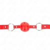Kink Collar Gag KINK Breathable Ball Gag 4 cm Raudona - Adjustable Vegan Leather Strap 42-58 cm