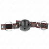Kink Collar Gag KINK Hollow Hard Juodas Ball Gag Model 2 - Adjustable 6.5cm Ball