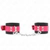 Kink Wrist Restraint KINK Nylon Wrist Restraints Juodas with Leatherette Raspberry Rose Adjustable 19-29cm