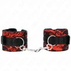 Kink Wrist Restraint KINK Velvet &amp; Lace Wrist Restraints Raudona/Juodas 23x6.5cm Adjustable System