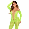 Leg Avenue Bodystockings Leg Avenue Bodystocking Exotic Snake Lace Neon Žalias - Stretchy Design