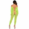 Leg Avenue Bodystockings Leg Avenue Bodystocking Exotic Snake Lace Neon Žalias - Stretchy Design