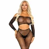 Leg Avenue Sets Leg Avenue Crop Top &amp; Fishnet Leggings with Rhinestones Juodas - Flexible Fit