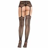 Leg Avenue Hosiery Leg Avenue Elegant Lace Stockings with Cross Motif &amp; Garter Belt, Juodas