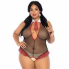 Leg Avenue Teddies Leg Avenue Fitness Teddy Plus Size Schoolgirl Style Deep V Cut Juodas