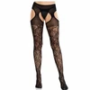 Leg Avenue Hosiery Leg Avenue Floral Lace Garter Stockings Juodas - Integrated Suspender Design