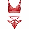 Leg Avenue Sets Leg Avenue Lace Bralette &amp; Strappy Thong Set Raudona M/L