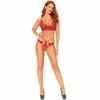 Leg Avenue Sets Leg Avenue Lace Bralette &amp; Strappy Thong Set Raudona M/L