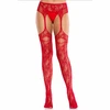 Leg Avenue Hosiery Leg Avenue Lace Fishnet Stockings with Integrated Garters Raudona, One Size