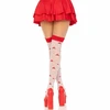 Leg Avenue Hosiery Leg Avenue Mushroom High Socks Raudona/Baltas - Sheer Thigh-High Polka Dot Design