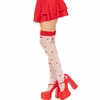 Leg Avenue Hosiery Leg Avenue Mushroom High Socks Raudona/Baltas - Sheer Thigh-High Polka Dot Design