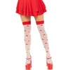 Leg Avenue Hosiery Leg Avenue Mushroom High Socks Raudona/Baltas - Sheer Thigh-High Polka Dot Design