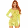 Leg Avenue Dresses Leg Avenue Neon Crochet Lace Mini Dress, Long Sleeve, One Size