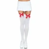 Leg Avenue Europe Leg Avenue Nylon Thigh Highs Baltas/Raudona Bow One Size Classic Style