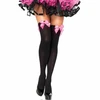Leg Avenue Europe Leg Avenue Nylon Thigh Highs Juodas/Rožinė with Decorative Bow, One Size