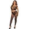 Leg Avenue Sets Leg Avenue Off-Shoulder Crop Top &amp; Fishnet Leggings Set Juodas S/M