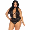 Leg Avenue Teddies Leg Avenue Plus Size Floral Lace Bodysuit, Juodas, Open Design