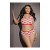 Coquette Leg Avenue Plus Size Lip Print Crop Top and Shorts Set Baltas