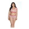 Coquette Leg Avenue Plus Size Lip Print Crop Top and Shorts Set Baltas