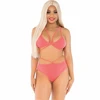 Leg Avenue Sets Leg Avenue Set - Coral &amp; Geltona Bra Top with Strappy Panties, One Size