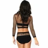 Leg Avenue Set Juodas Net Long Sleeve Top &amp; High Waist Bottom One Size