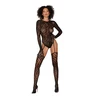 Dreamgirl Leg Avenue Zebra Fishnet Bodystocking Juodas One Size with Gloves