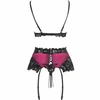 Livco Corsetti Sets Livco Corsetti Fashion Nahir LC 20214 Burgundy Satin &amp; Lace Lingerie Set L/XL