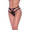 Magic Silk Exposed Mesh Panty L/XL Juodas with Gold Ring Detail