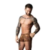 Male Power &amp; Bone Yard Leopard Brown Short with Juodas Silicone Ring L