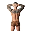 Male Power Pouch Short &amp; Juodas Silicone Ring Set - Brown Leopard, M