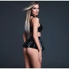 Allure Noches Traviesas Vinyl Bra &amp; Mini Skirt Set S Juodas - Latex-Effect Finish