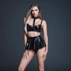Allure Noches Traviesas Vinyl Set - Choker Top &amp; Mini Skirt M Juodas Latex Look