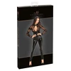 Noir Handmade Powerwetlook Jumpsuit S, Velvet Flock Top, Juodas
