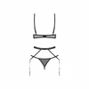 Obsessive Euridia 3-Piece Lingerie Set Juodas - Underwired Bra &amp; Garter Belt