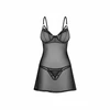 Obsessive Euridia Chemise &amp; Tanga Set Juodas Elegant Rose Gold Accents
