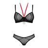 Obsessive Glandez Set XL/2XL Juodas Sheer Bra &amp; Thong Adjustable Fit