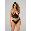 Ayisigi Obsessive Half Corset &amp; Tiara Thong Set, Underbust, Faux Leather, Juodas L