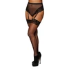 Dreamgirl Oh La La Cheri High Waisted Mesh &amp; Lace Garter Thong Juodas L