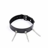 OHMAMA Fetish Adjustable Necklace with Rings and Metal Chain, Juodas