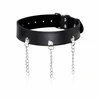 OHMAMA Fetish Adjustable Necklace with Rings and Metal Chain, Juodas