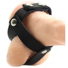 Ohmama Fetish OHMAMA Leather Ball Cage - Adjustable Stainless Steel Ring, Juodas