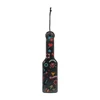 Ouch By Shots Ouch! Leather Paddle with Printed Design, Adjustable Wrist Strap, Juodas