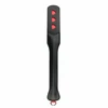Easytoys Ouch! Long Leather Paddle Juodas-Raudona with Decorative Heart Cut-Outs 32cm