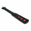 Easytoys Ouch! Long Leather Paddle Juodas-Raudona with Decorative Heart Cut-Outs 32cm