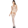 Passion Woman Passion BS038 Bodystocking Baltas - Elegant Embroidered Mesh, One Size