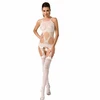 Passion Woman Passion BS047 Baltas Bodystocking - Elegant Embroidered One Size Lingerie