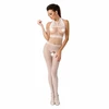 Passion Woman Passion BS048 Baltas Bodystocking One Size - Elegant Lace Mesh Design